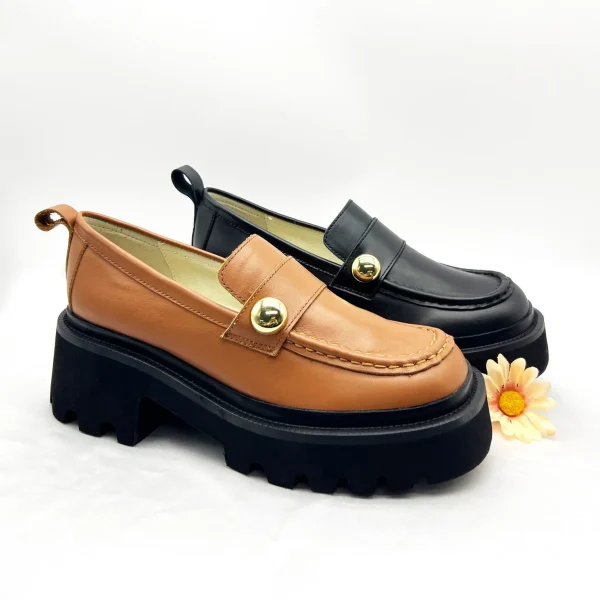 New Trend Fashion British Design Comfortable Rubber Sole  Women Leather Loafer Shoes