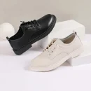 100% Genuine Leather Running Sports Lace-up Loafers Women Sock Sneakers