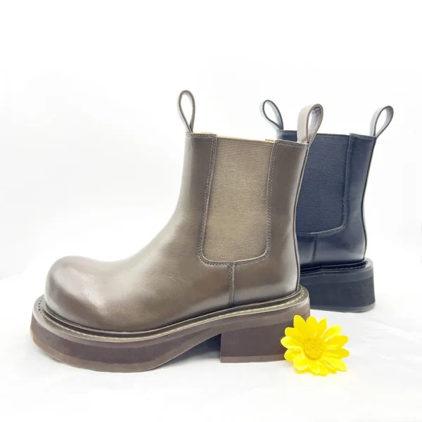 Height Increasing New Style Fashion Comfortable Rubber Sole Professional Casual Leather Boots for Ladies - Image 2