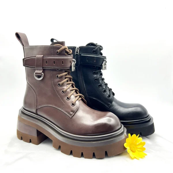 High-end New Style Fashion High Quality Professional Casual Leather Lace-up Boots for Ladies