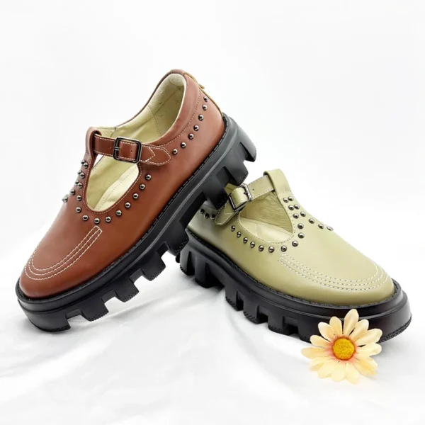 Classic Height Increasing 100% Genuine Leather Mary Jane for Women Fashion Trend Hard-Wearing Anti-Slip for Summer Spring - Image 2